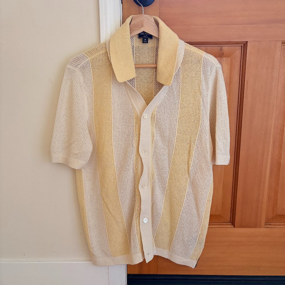 Todd Snyder Cropped Boucle Sweater Polo — Med